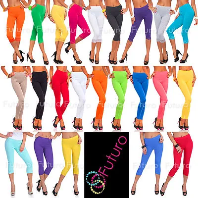 Cotton Leggings Various Lengths Full Length Cropped 3/4 With Lace Gym Pants • £7.95