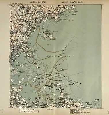 Original 1907 Boston Bay MapWinthropQuincyChelseaNahantRevereLynnMass MA • $79