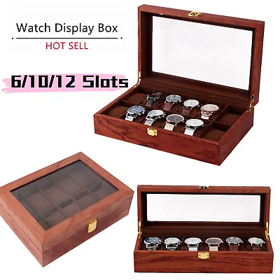 Watch Box 6/10/12 Slots Watch Box Watch Organizer Holder Display Storage Box • $30