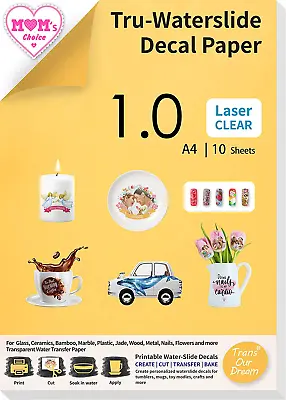 £10.14 • Buy TransOurDream Tru-Waterslide Decal Paper Laser Printer Clear 10 Sheets A4 Water