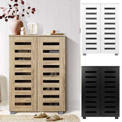 $119.90 • Buy Oikiture Shoe Cabinet Storage 2 Doors Shoes Rack Organiser Shelf Up To 20 Pairs