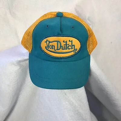 Von Dutch Trucker Mesh Snapback Hat/Cap Green/Yellow Adjustable YOUTH KIDS Y2K • $7