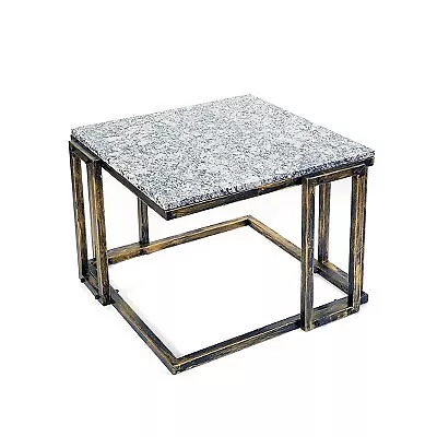 14.5  Metal Rectangular Plant Stand With Granite Marble Top - Black/Gold - Ore • $48.99