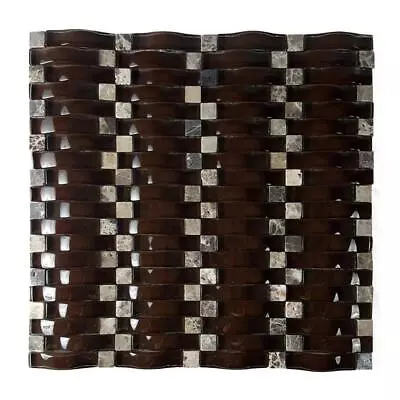 ABOLOS Mosaic Tile 12 X12  Modern Brown 3D Wave Decorative (8.4 Sq. Ft./Sheet) • $207.54