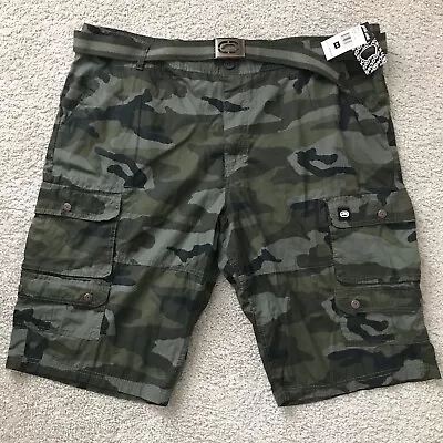 Ecko Unltd Mens Cargo Combat Camo Shorts Green Belted Size 44 NWT • $15