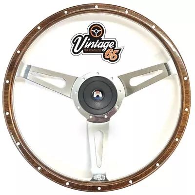 Vw Transporter T2 Kombi Split 16  Polished Dark Wood Rim Steering Wheel Upgrade • $705.18