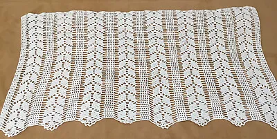 Vintage Small Dresser Scarf Cotton Hand Crocheted Geometric Design White • $7.50