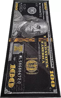 Black Money Rug 100 Dollar Bill Area Rug Door Mat Runner Outdoor Rug 22  X 53  • $42.75