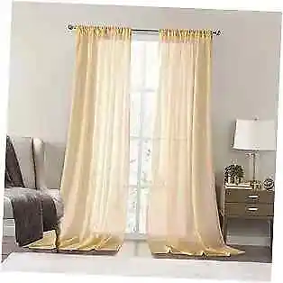 Amber Gold Sheer 2 X (52 W X 96 L) Amber Gold Light Weight Sheer Curtains • $33.75