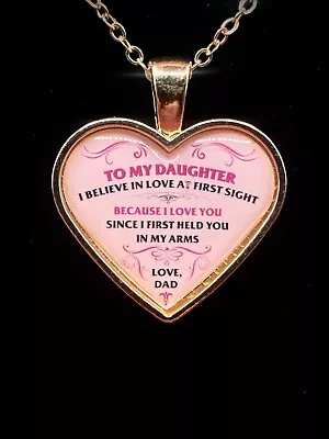 Dad To Daughter Necklace - Love At First Sight - Gold Pendant Necklace Gift • $14.95
