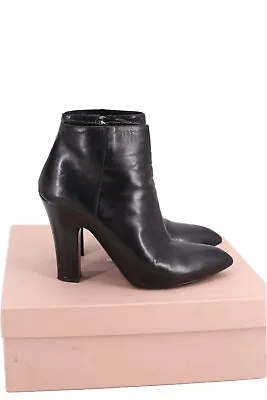 Black MIU MIU Prada Leather Fetish High Heels Ankle Boots Booties 40 10  • $189