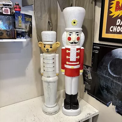 Vintage Union 41” Toy Soldier Nutcracker Blow Mold & Bear ( See Description) • $79.99