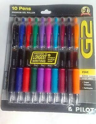PILOT G2 Premium Rolling Ball Gel Pens - Fine Point - Assorted Colors - 10pk NEW • $10.99