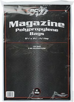 Lot 100 Standard Regular Size Magazine Sleeves Bags Pack BCW Storage Protector • $17.89