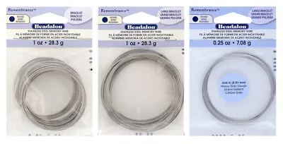 Beadalon® Remembrance™ Stainless Steel Bright Memory Wire Coils For Bracelets • £7.86