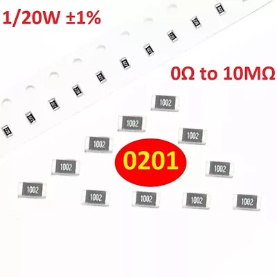 0201 SMD/SMT Resistors/Resistance 1/20W ±1% Range 0Ω/Ohm To 10MΩ/Ohm • $0.99