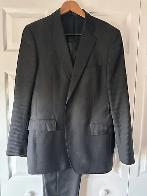Mens 42L Brooks Brothers 1818 Regent Fit Black Chalk Stripe Suit • $100
