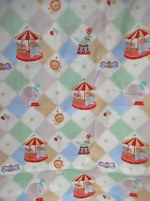 Hallmark David Textiles Cotton Quilting Fabric CIRCUS & CAROUSEL  VTG. SBTY X42  • $6.49