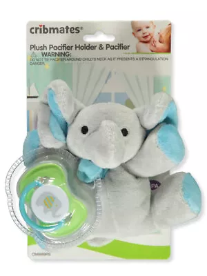 Cribmates Elephant Plush Pacifier Holder With Pacifier - Gray One Size • $9.99