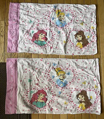 $18.99 • Buy Disney Princesses Pillowcases Set 2 Pink Cinderella Ariel Belle Jumping Beans!!