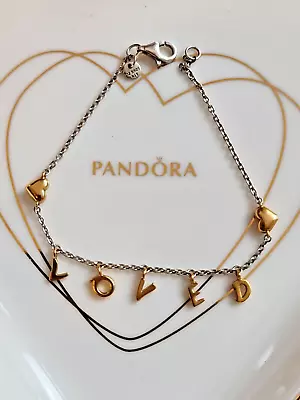 PANDORA Love Script Bracelet Shine Silver And 18k Gold Size 16cm #567804 • £25