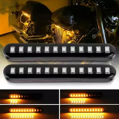 2X Motorcycle Flowing Amber LED Turn Signal Blinker Strip Light Bar Sequential • $8.98