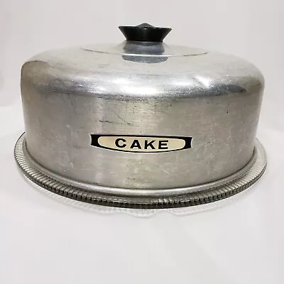 Kromex Aluminum Cake Saver Cover And Clear Glass Footed Plate Vtg 1950s MCM • $29.95