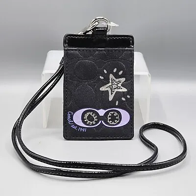 Coach Badge ID Lanyard Holder Black Purple Star  • $151.78