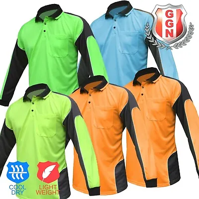 $20.95 • Buy HI VIS Polo Shirts Active Safety Work Wear Contrast PANEL PIPING Cool Dry Fit