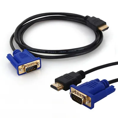 £4.95 • Buy 2m Gold Plated Connectors 1080p HDMI To VGA D-Sub Video Adapter Cable Lead