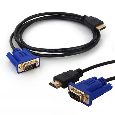 2M HDMI To VGA Cable HDMI Male VGA D-Sub Male AV Video Converter Adapter Lead UK • £4.94