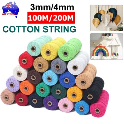 $9.49 • Buy 3/4mm Natural Cotton String Twisted Cord Craft Macrame Artisan Rope Weaving AU