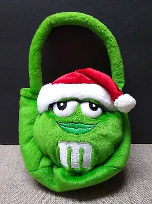 Green M&M Christmas Purse Plush Holiday Santa Hat Girls Embroidered 2003 Mars • $7.45