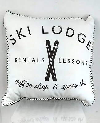 Toss Pillow Ski Lodge Rentals Lessons Coffee Shop Apress Ski Cabins Moose14  New • $14.33