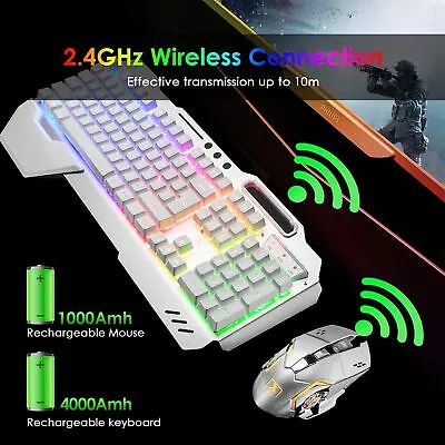 Wireless Keyboard And Mouse Combo RGB LED Backlit For Laptop PC Mac PS4 Xbox One • $46.99