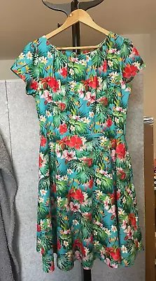 Tropical Vintage-style Dress - Lady Vintage London - Size 14 - Pockets! • $9