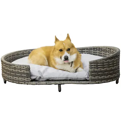 £57.99 • Buy PawHut Wicker Dog Sofa Bed W/ Soft Water-resistant Cushion For Large Dogs
