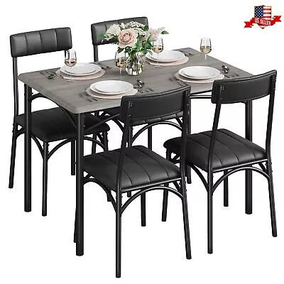 5 Pieces Kitchen Modern Dining Set With 1 Wooden Table & 4 Upholstered Chairs • $145