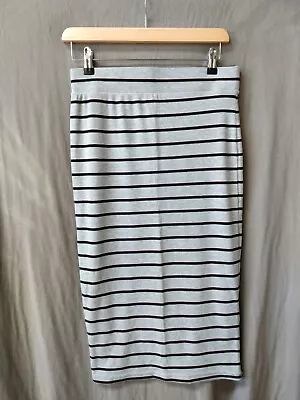 Clothing & Co Summer Long Midi Maxi Pencil Skirt Grey Stripe Size 12 • $7.95