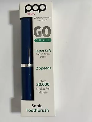 Pop Sonic Go Sonic Portable Toothbrush Navy Blue 2 Speeds 2 Minute Timer NEW • $10