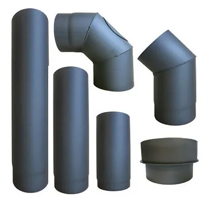 Grey Chimney Single Wall Flue Pipe & Euro Adapter 6 Inch Heavy Duty Thick Steel  • £24.99