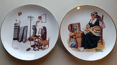 Set Of 2 Norman Rockwell Plates 6.5  1984 Before The Shot & Memories  • $5.96