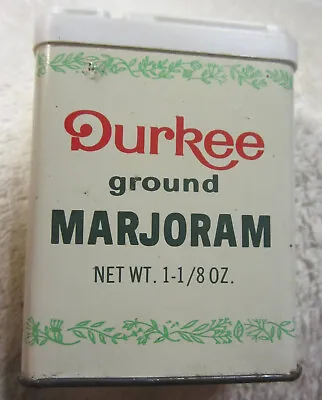 1 DURKEE Ground MARJORAM SPICE ADVERTISING SPICE TIN CAN VTG Cleveland Ohio • $3.50