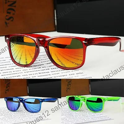 Square Sunglasses Coloured Tinted Acrylic Frame Mirror Lenses UV400 Womens Mens  • £7.95