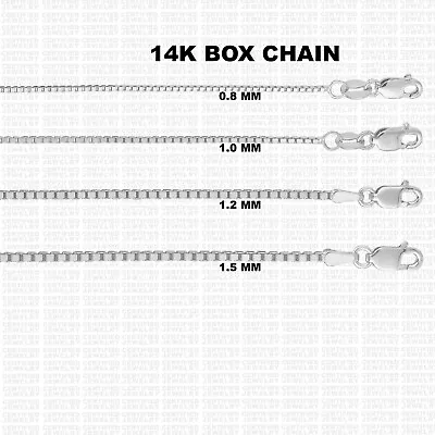 $266.24 • Buy Solid 14K White Gold Box Chain Necklace, 16  To 30  Inch, 0.8 MM To 1.5 MM Wide