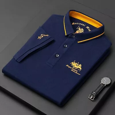 New Summer Embroidered Polo Shirt Men's Luxury Top Casual Short Sleeve T-Shirt • $24.84