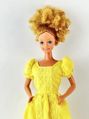 Vintage 1981 MAGIC CURL BARBIE #3856 Fashion Doll In Original Yellow Dress • $26