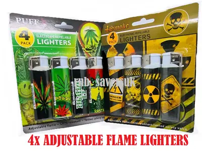 £2.49 • Buy 4x LIGHTERS ELECTRONIC REFILLABLE ADJUSTABLE FLAME CHILD RESISITANT SAFTY VALVE