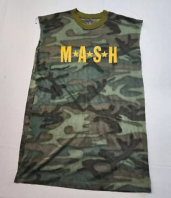 Vintage MASH TV Show Distressed Thrashed Single Stitch Cut Off Tshirt 1980's L  • $39