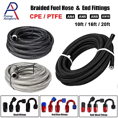 4AN 6AN 8AN 10AN 12AN Braided Fuel Hose Oil Gas Air Line & End Fittings Adapter  • $8.69